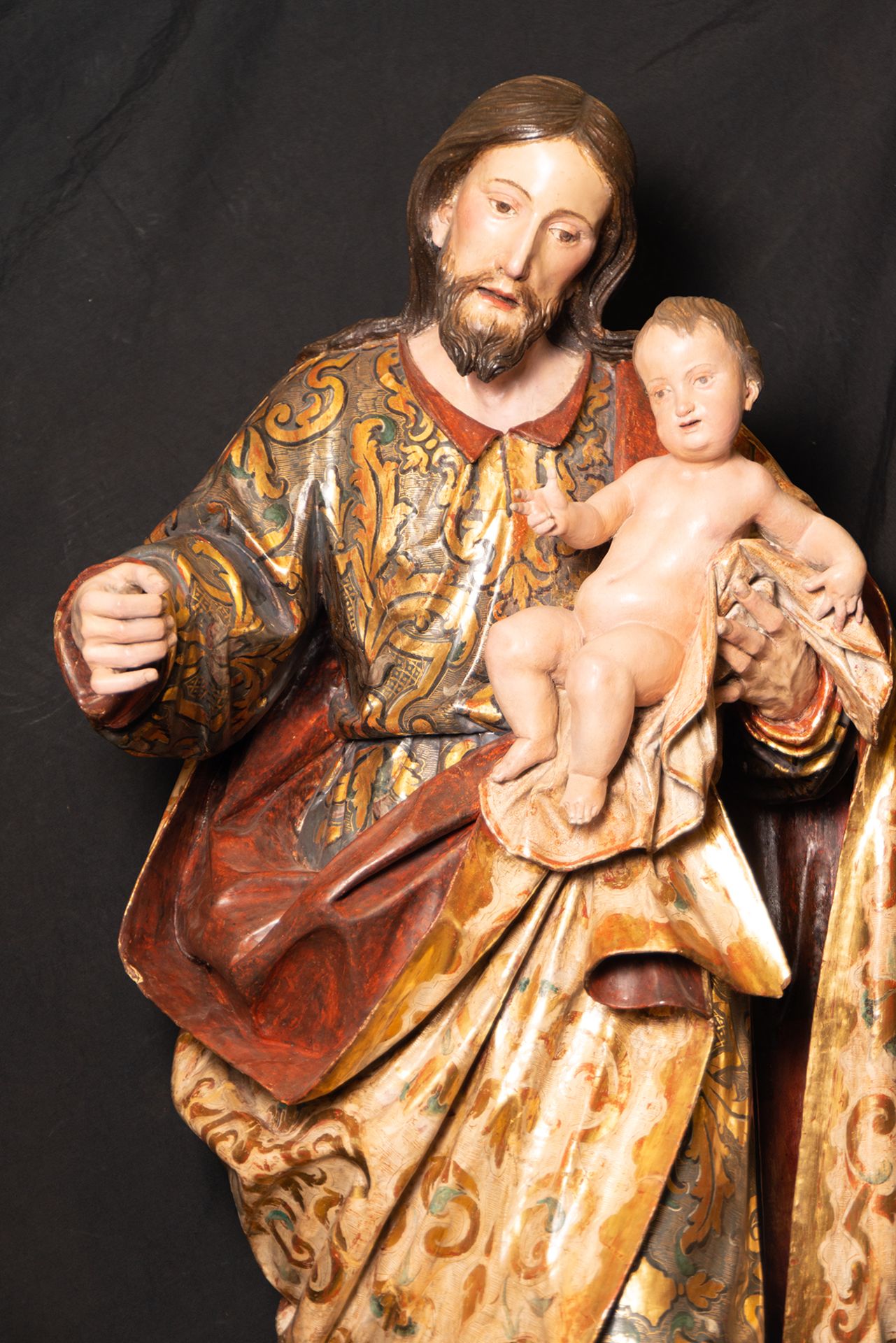 Large Saint Joseph with Child in Arms, Malaga school of the 17th - 18th centuries, circle of Pedro d - Bild 2 aus 8