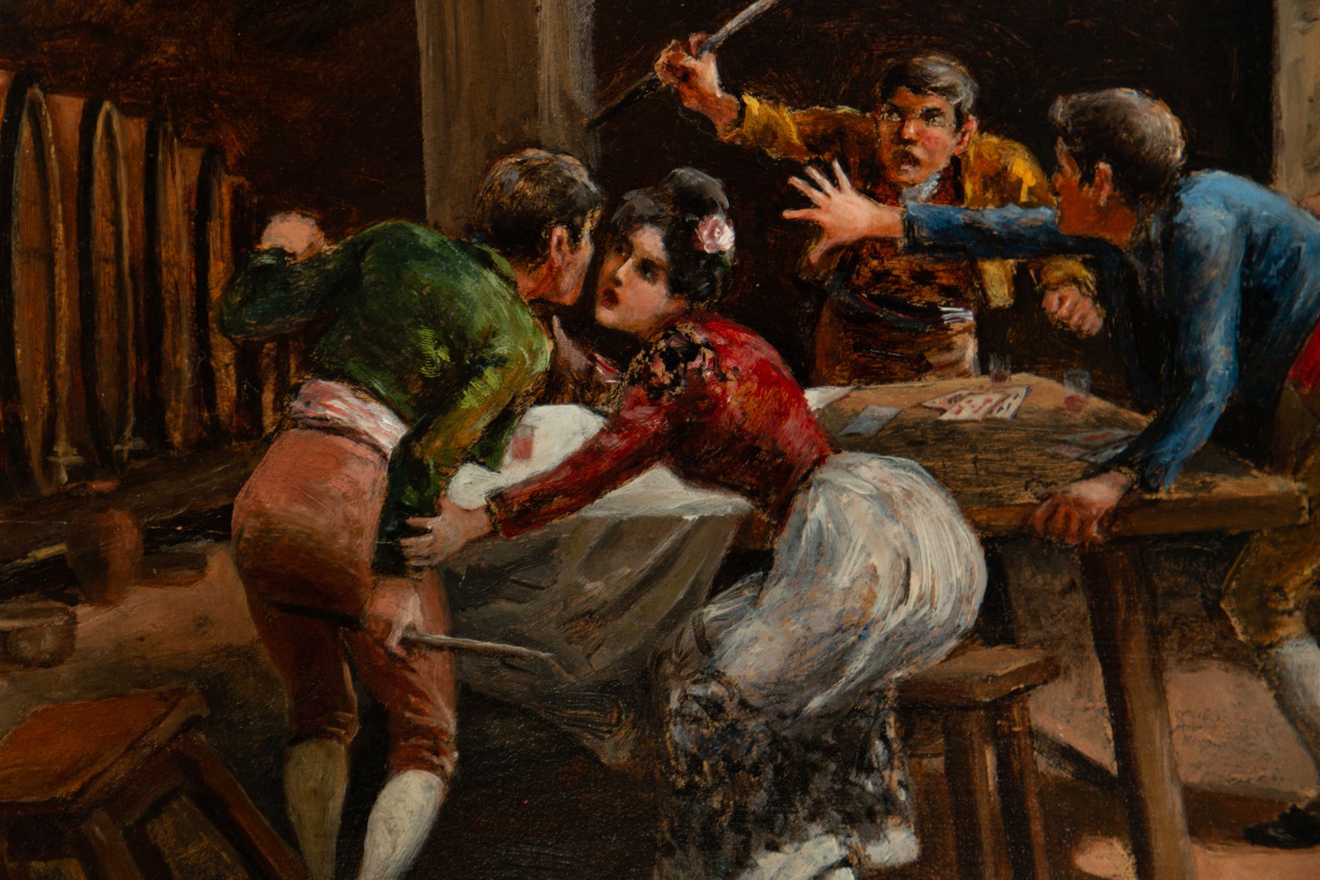 Gallant Scene and Fight in the Tavern, Spanish romanticist school of the 19th century - Bild 3 aus 12