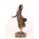 Ballerina in polychrome bronze, Austrian school of the 19th century, signed Geschutzt