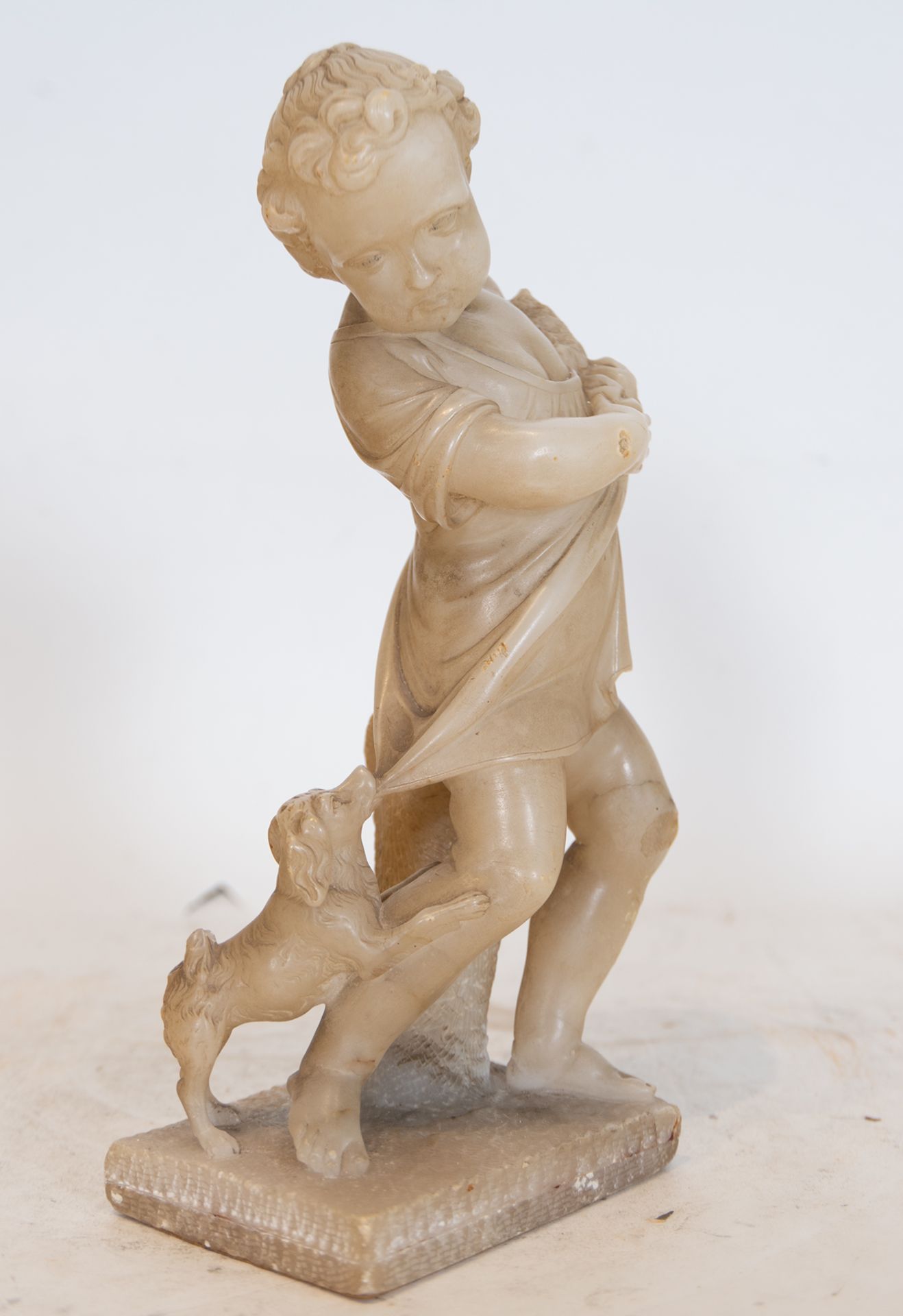 Boy with Dog in Alabaster, Portuguese school of the 18th century - Image 3 of 4