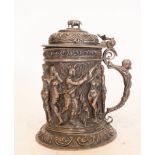 Tankard-type jug in Italian silver with Bacchanalian motifs, Italian school of the 18th - 19th centu