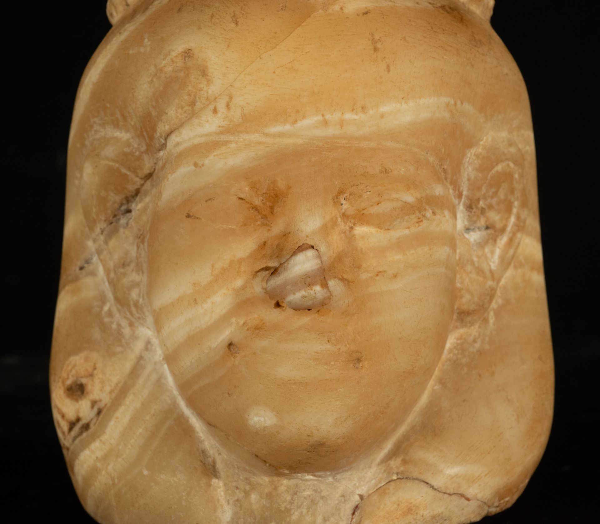 Rare Alabaster Canopic Vase Lid depicting the Goddess Abbas, possibly 1319-1307 BC, Egypt - Bild 5 aus 9