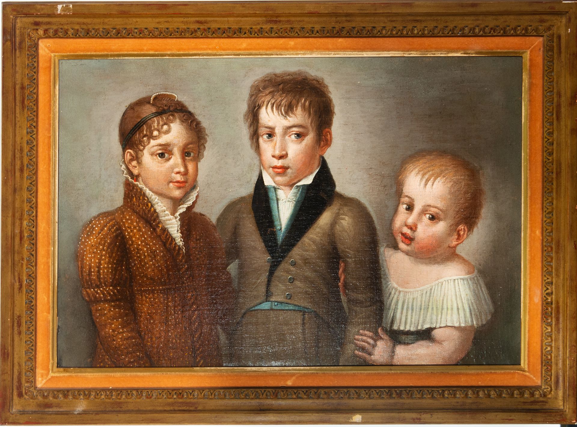 Portrait of Three Children, 19th century Spanish school