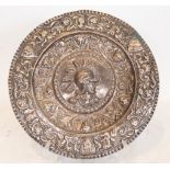 Sterling silver plate with a Renaissance Knight, Spanish school of the 19th century