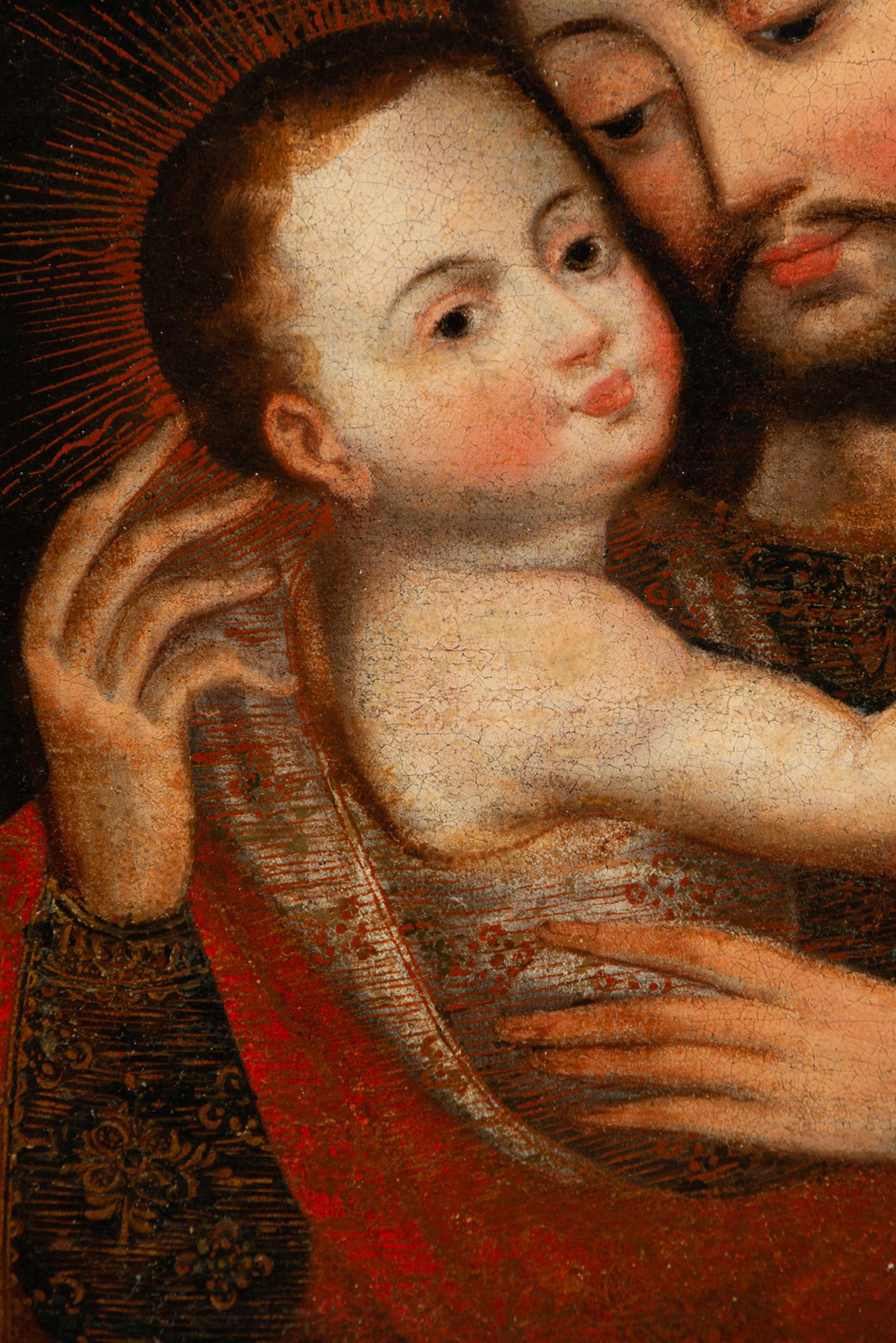 Saint Joseph with Child in Arms, Novohispanic colonial school from the 17th century - Bild 3 aus 5
