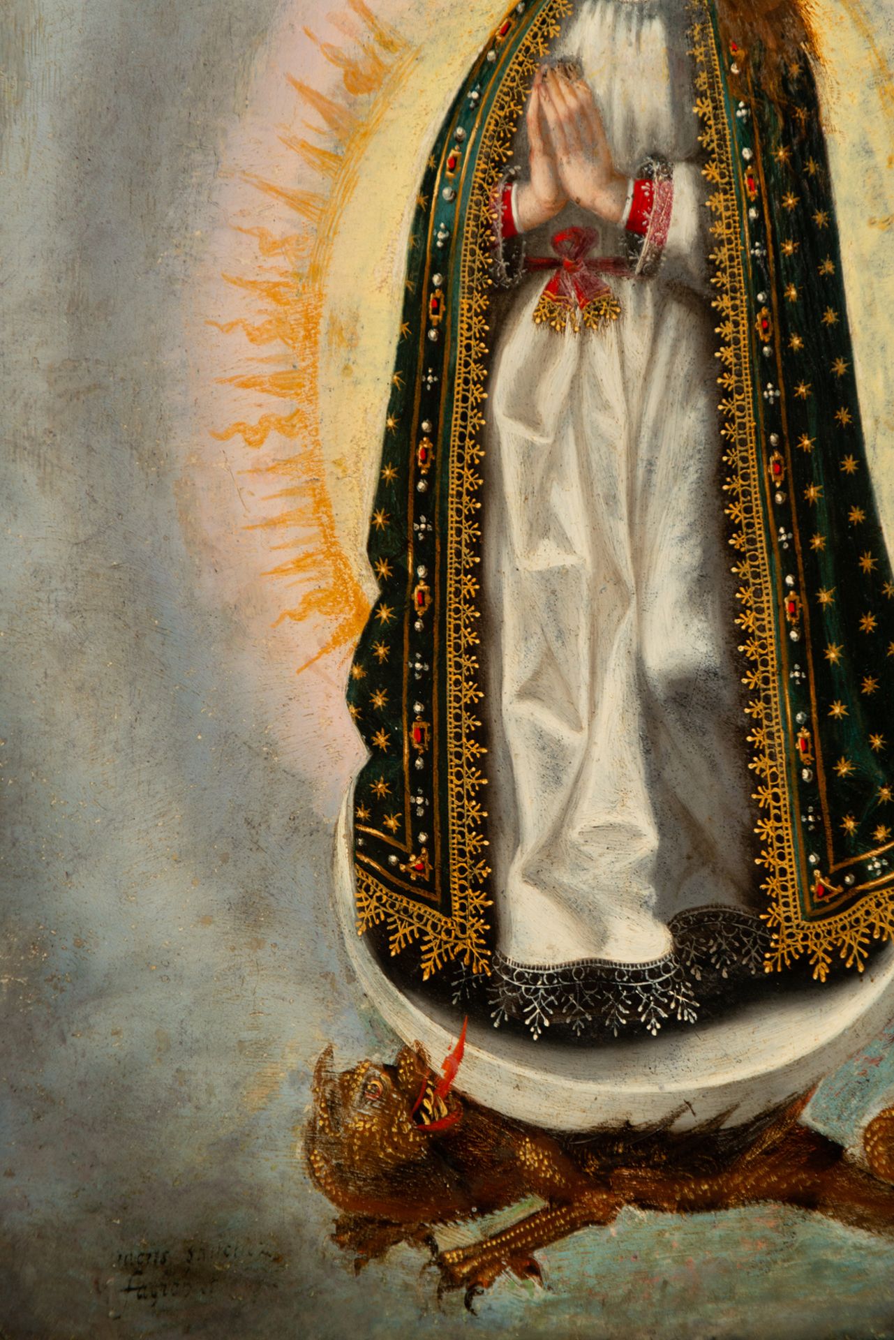 Exceptional Immaculate Virgin on panel, school of Juan Sánchez Cotán (Toledo, 1560 - Granada, 1627), - Bild 4 aus 6