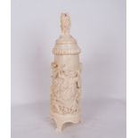 Important Tankard in ivory with mythological scene from the 19th century