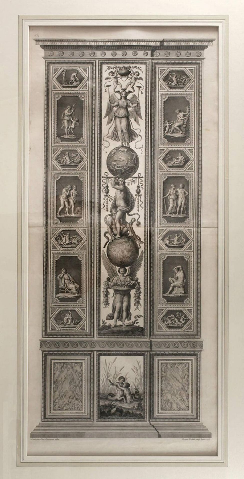 "Giovanni Volpato", Large Sketch Engraving for the Decoration of a Pilaster in the Vatican, signed " - Bild 2 aus 5