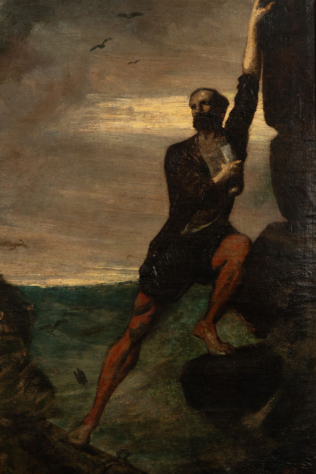 Castaway on a cliff, Portuguese school of the 19th century - Image 2 of 3