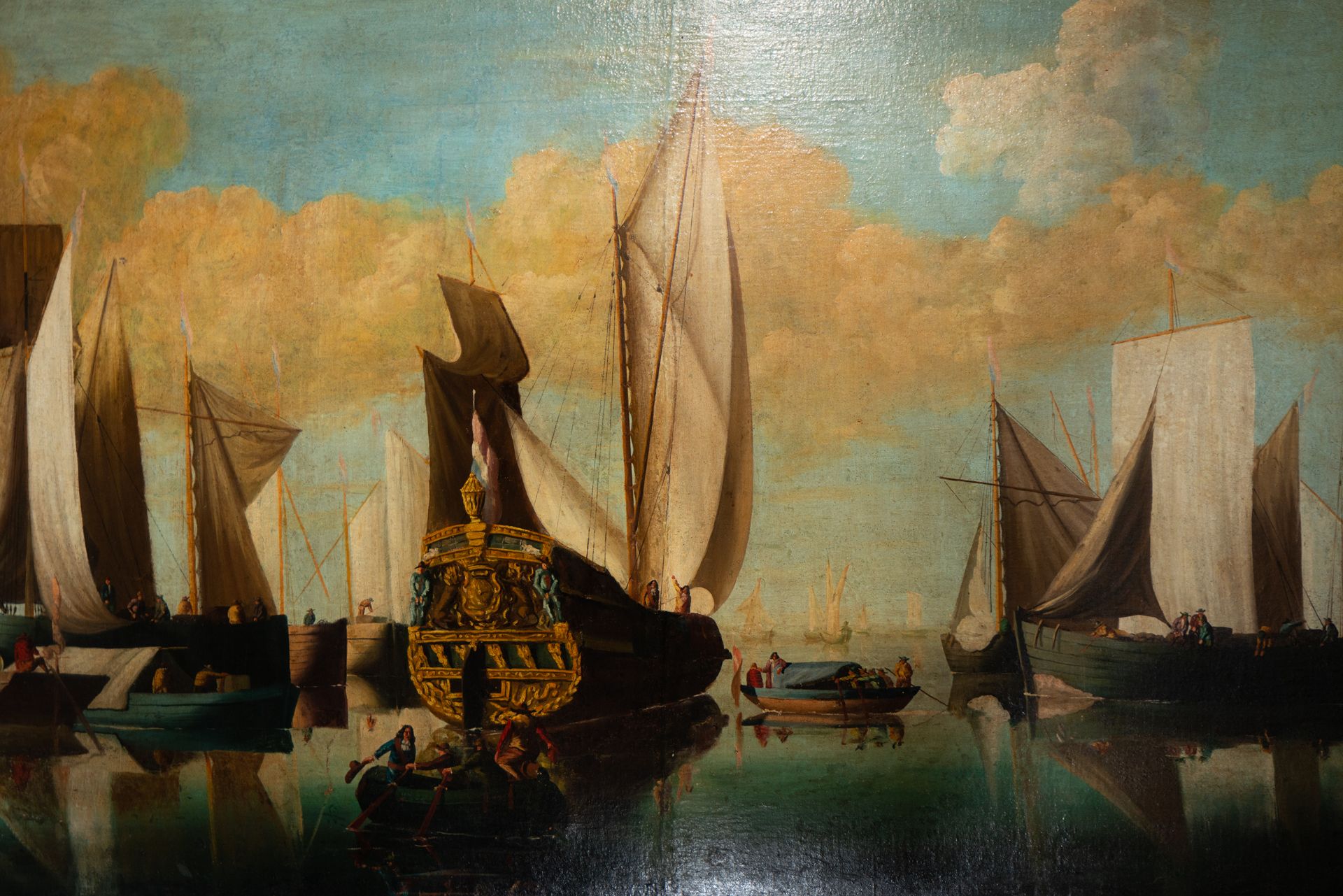 Marina with Spanish Galleon, Valencian school of the 19th century - Image 2 of 5