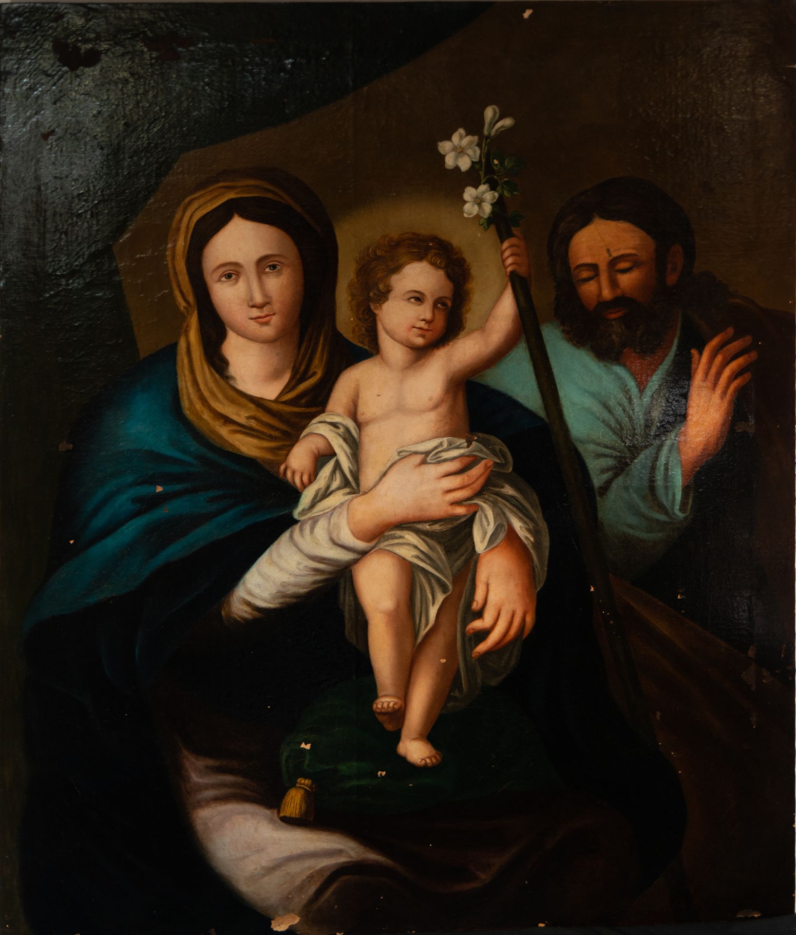 Holy Family, following Italian Renaissance models, Spanish school of the 18th - 19th century