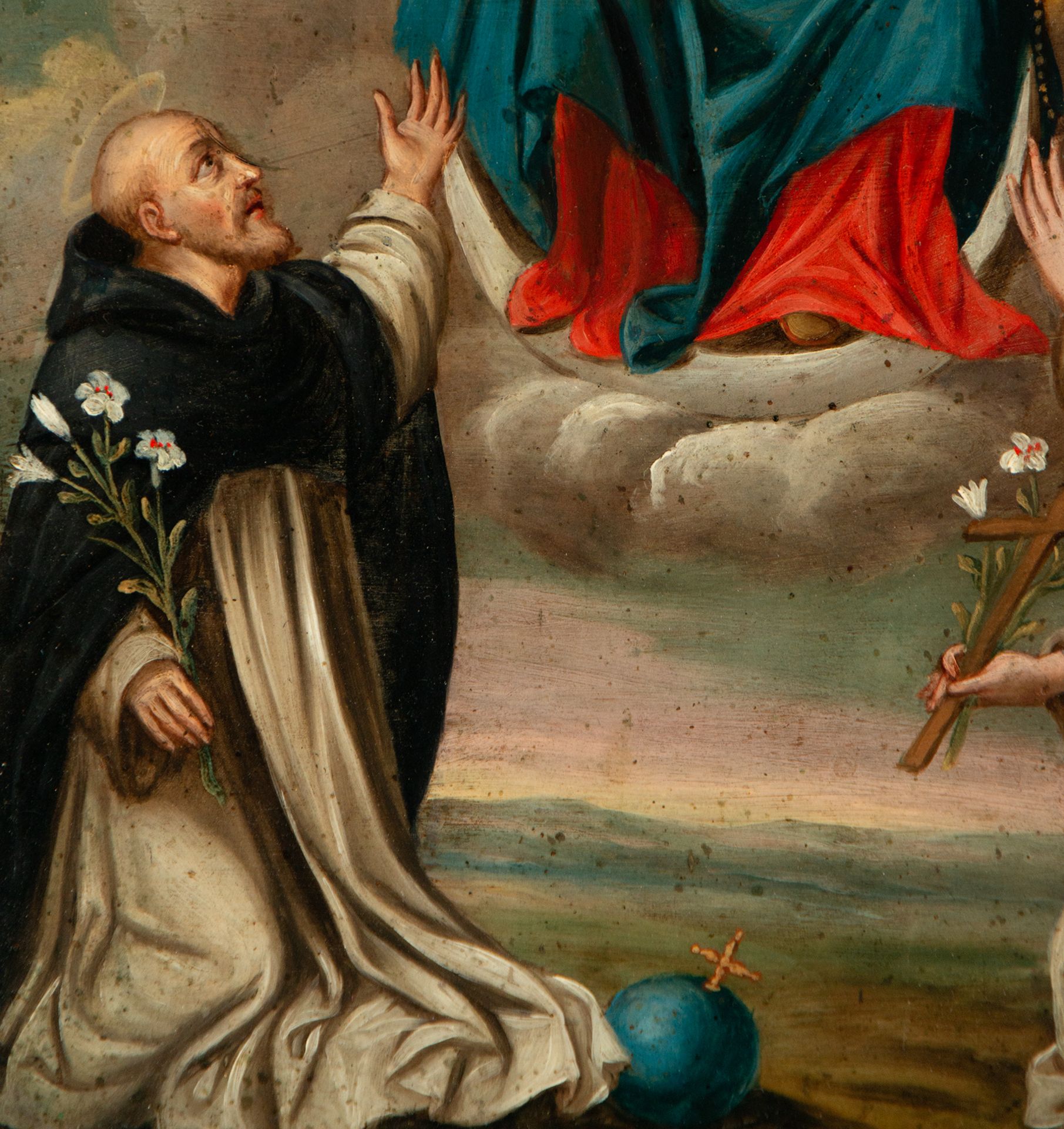 The Virgin delivering the Rosary to Sainte Therèse and San Juan de la Cruz, Mexican Novohispanic col - Bild 3 aus 5