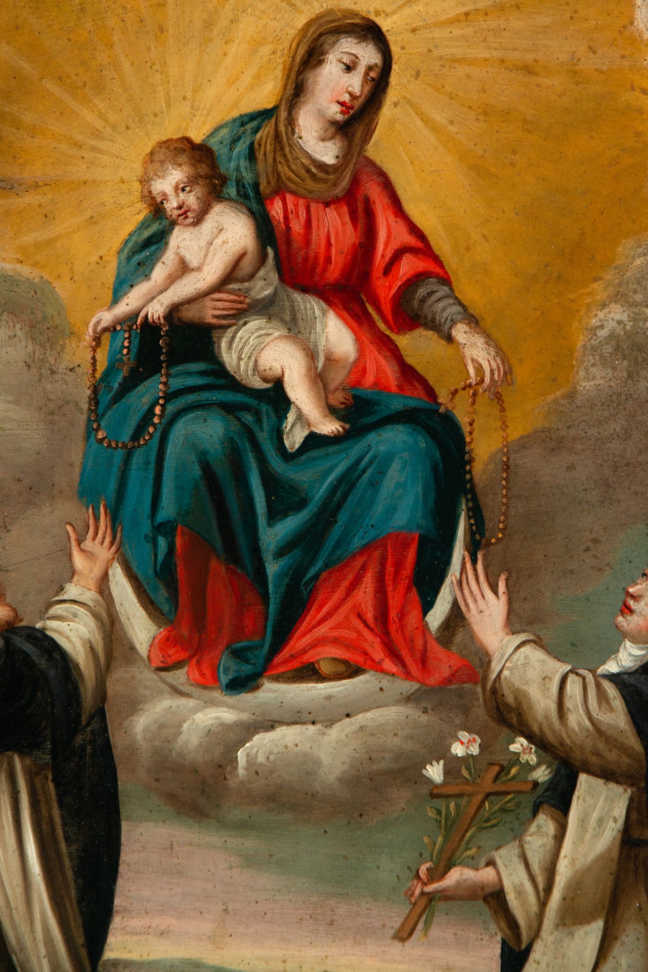 The Virgin delivering the Rosary to Sainte Therèse and San Juan de la Cruz, Mexican Novohispanic col - Bild 5 aus 5