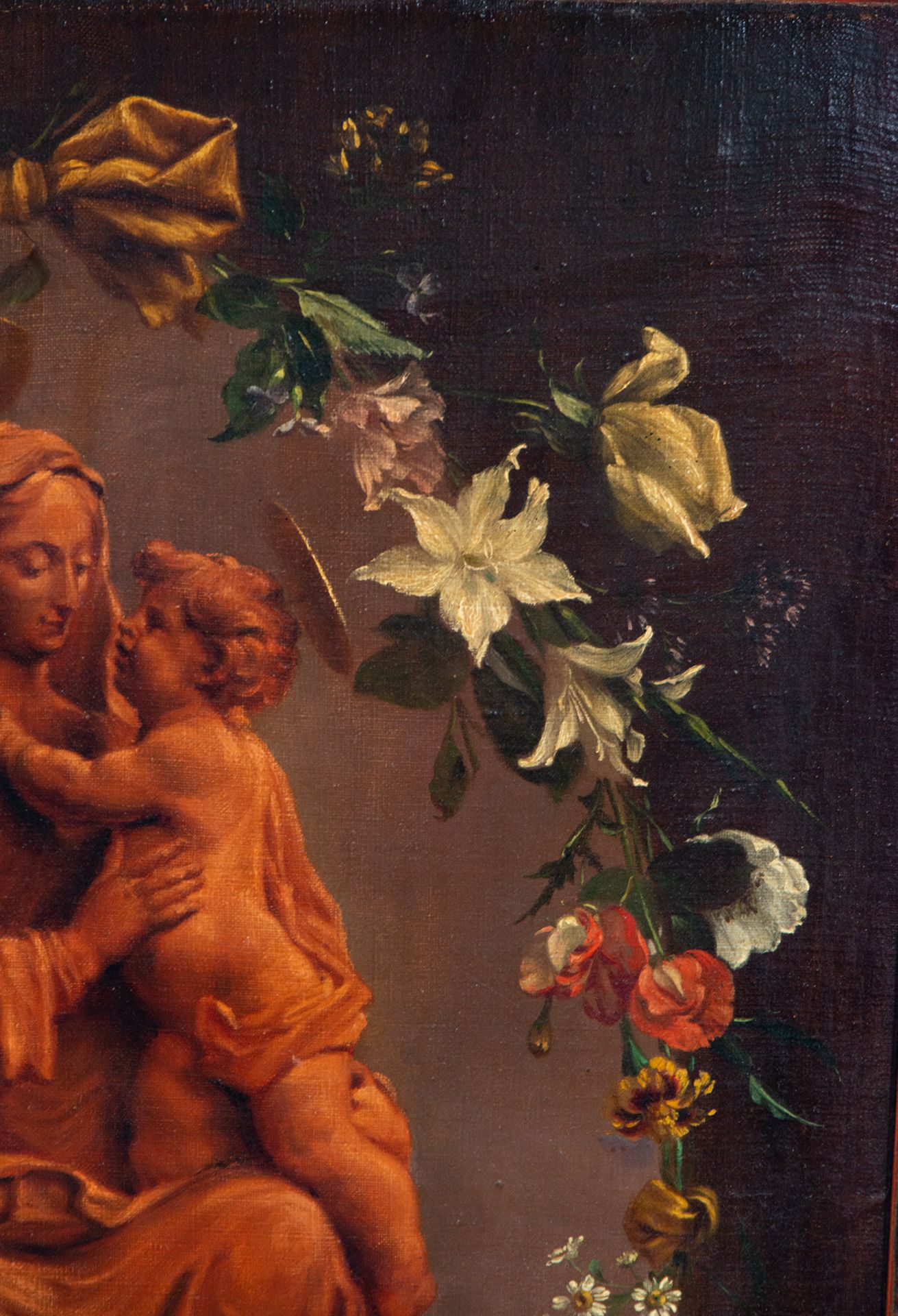 Exceptional "Madonna" with Child Flower Garland, 19th century Italian school - Bild 3 aus 7