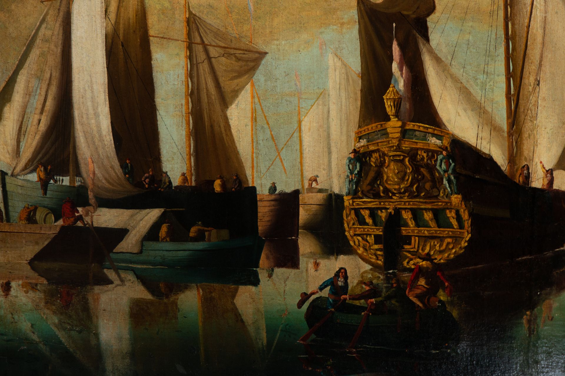 Marina with Spanish Galleon, Valencian school of the 19th century - Image 4 of 5