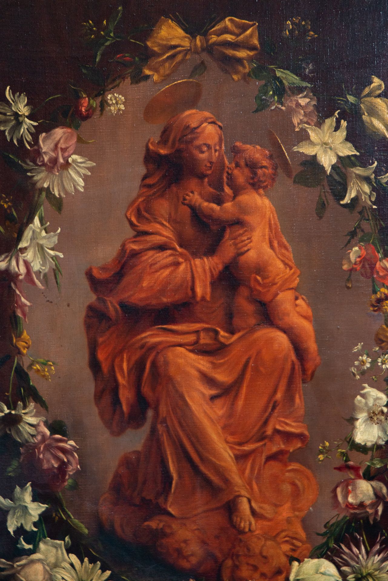 Exceptional "Madonna" with Child Flower Garland, 19th century Italian school - Bild 2 aus 7