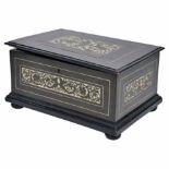 19th century Italian tabletop chest in ebonized wood and bone