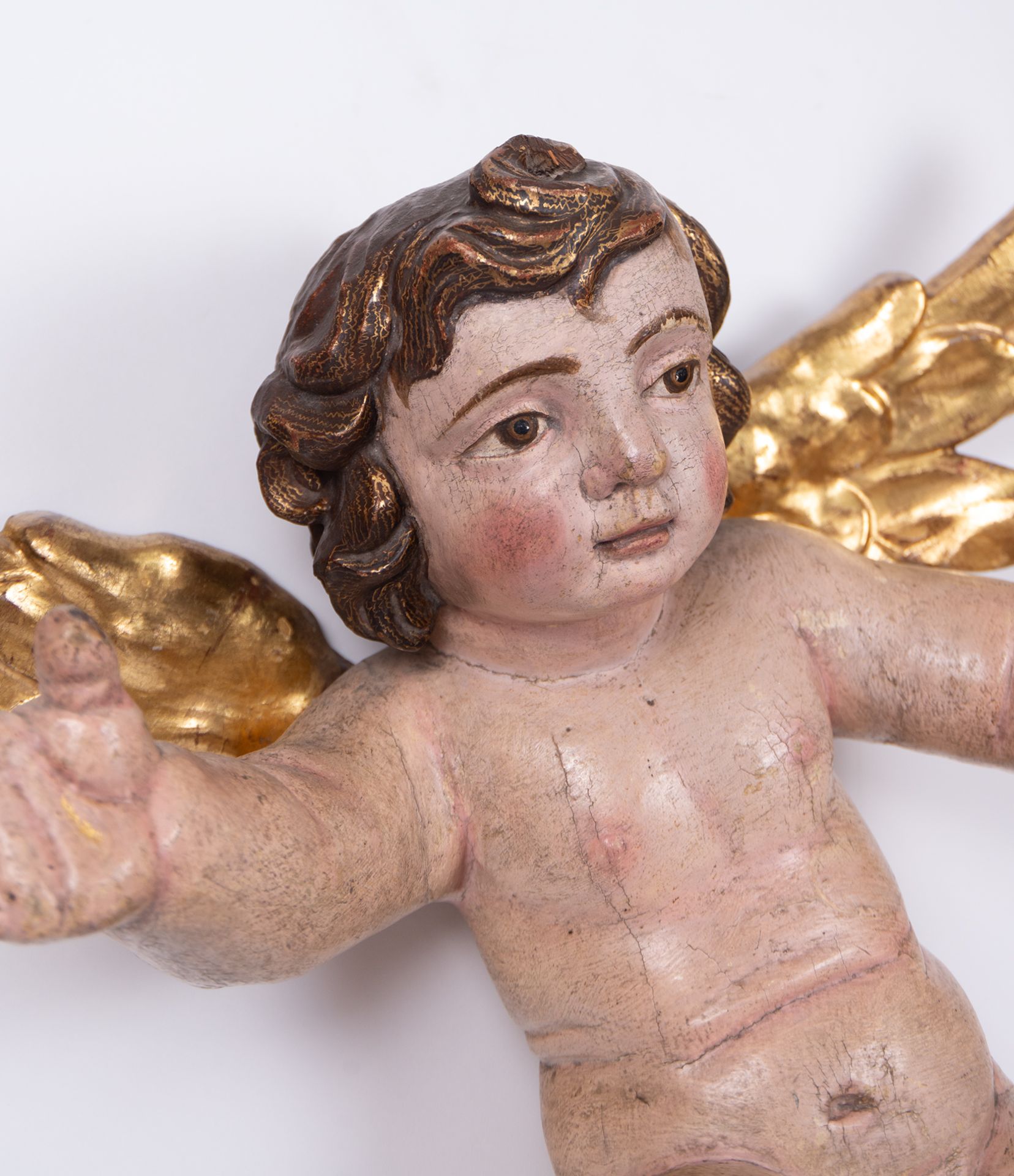 Pair of Wall Applique Angels, Portuguese school from the 17th - 18th centuries - Image 10 of 11