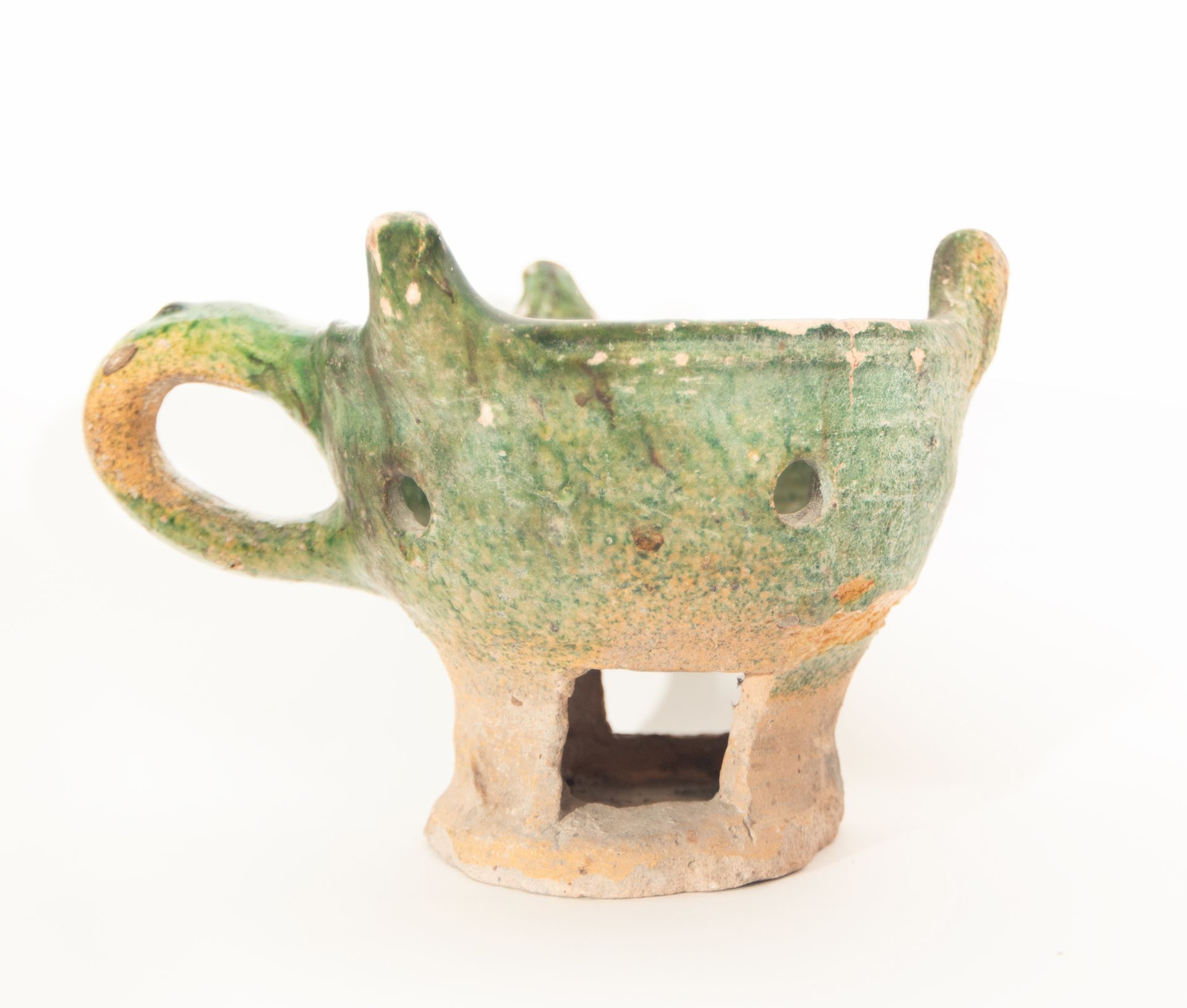 Nasrid candle holder in green-glazed ceramic, Granada school of the 13th - 15th centuries - Image 2 of 5