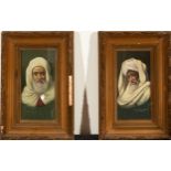 Pair of Portraits of Bedouins, orientalist school of the 19th century