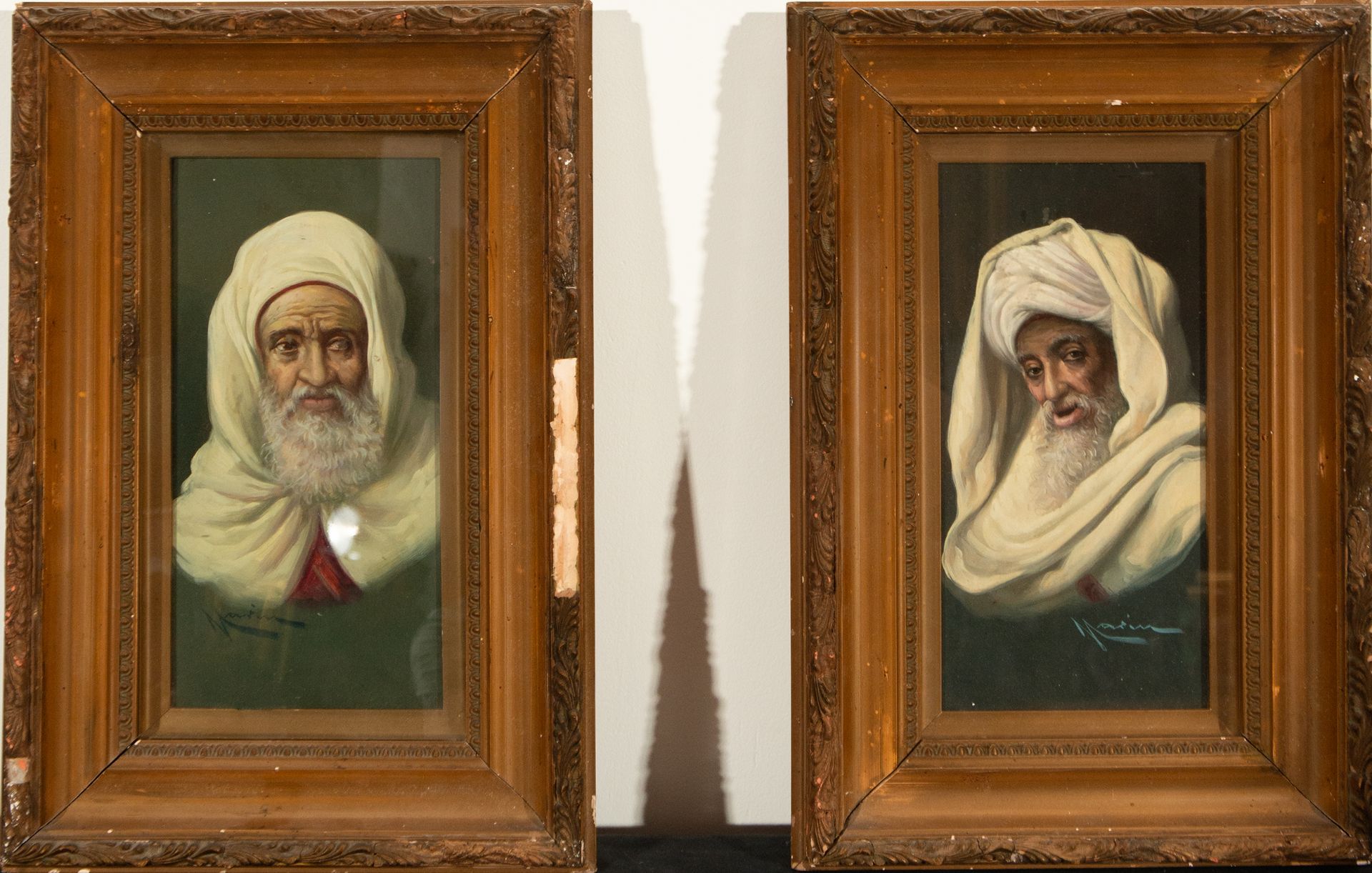 Pair of Portraits of Bedouins, orientalist school of the 19th century