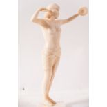 Art Déco French ballerina dancer in ivory, 1930s French school, CITES attached