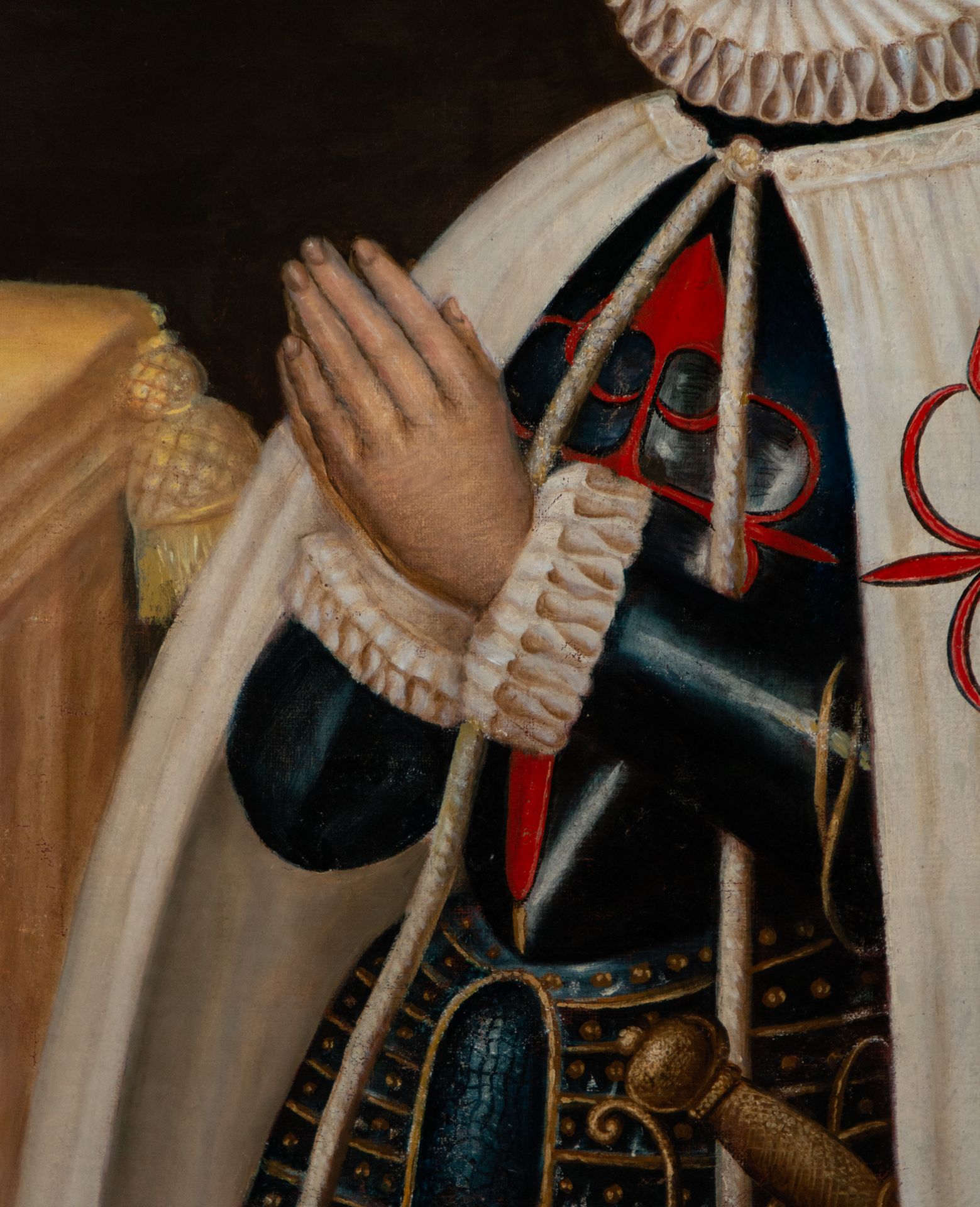 Portrait of the Duke of Lerma in Prayer dressed in the Clothes of the Order of Santiago, Spanish sch - Image 3 of 8