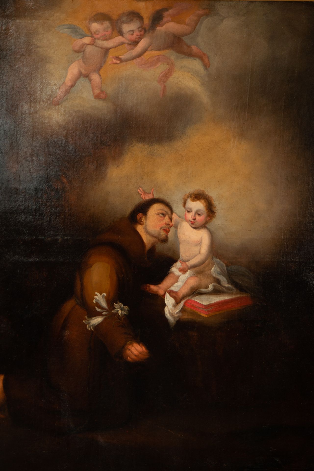 Saint Anthony of Padua with the Child Jesus, follower of Bartolomé Esteban Murillo, Sevillian school - Image 2 of 4