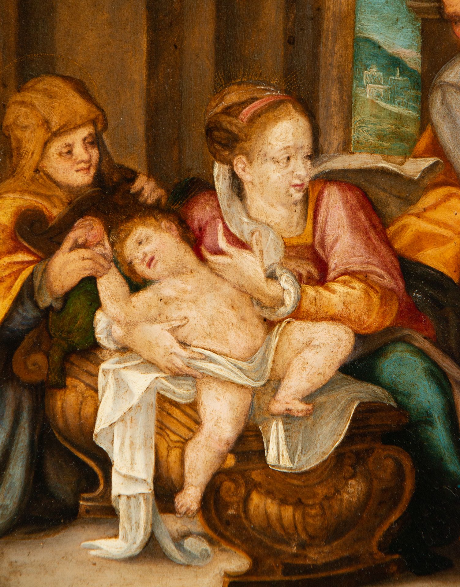 Virgin with Child and Saint John next to Saint Anne and Saint Joachim, Flemish school of the 18th ce - Image 3 of 5