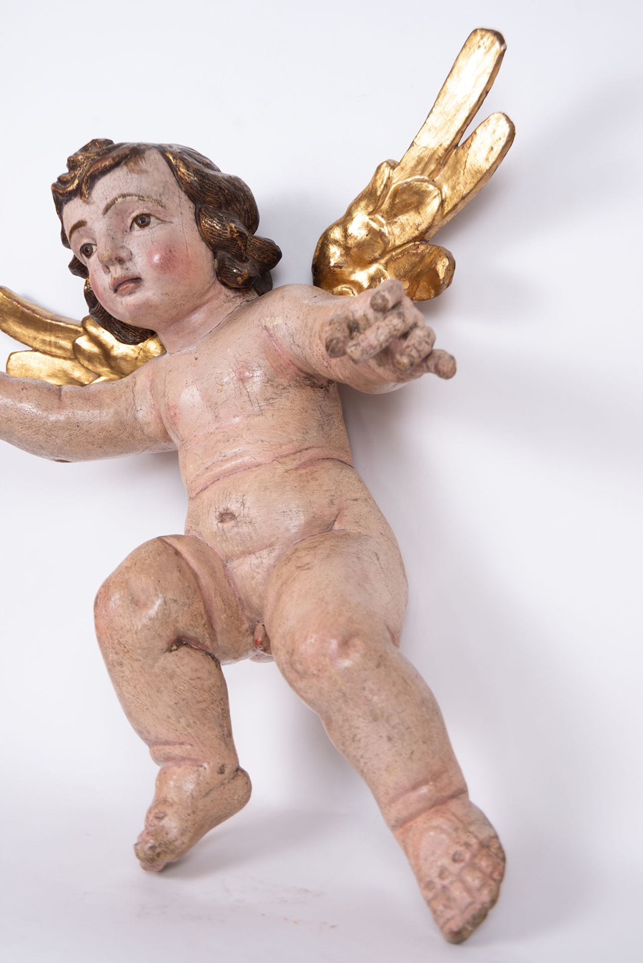 Pair of Wall Applique Angels, Portuguese school from the 17th - 18th centuries - Image 8 of 11