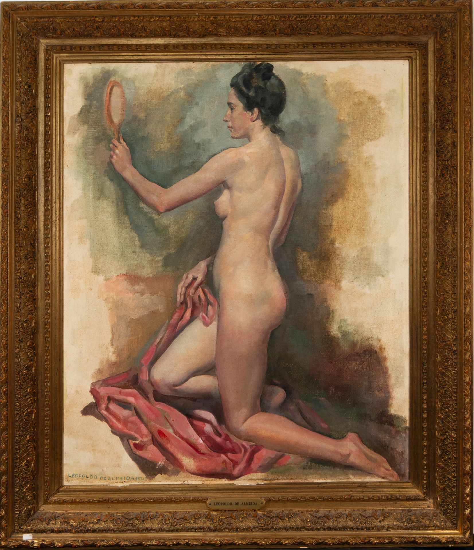 Nude Woman in Front of the Mirror, Leopoldo de Almeida, 20th century Portuguese school