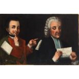 Attorney with his Assistant reading a Letter, possibly Novohispanic school of the 17th century