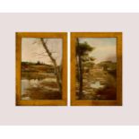 Pair of Landscapes, Sevillian school of the 19th century, signed Rodríguez