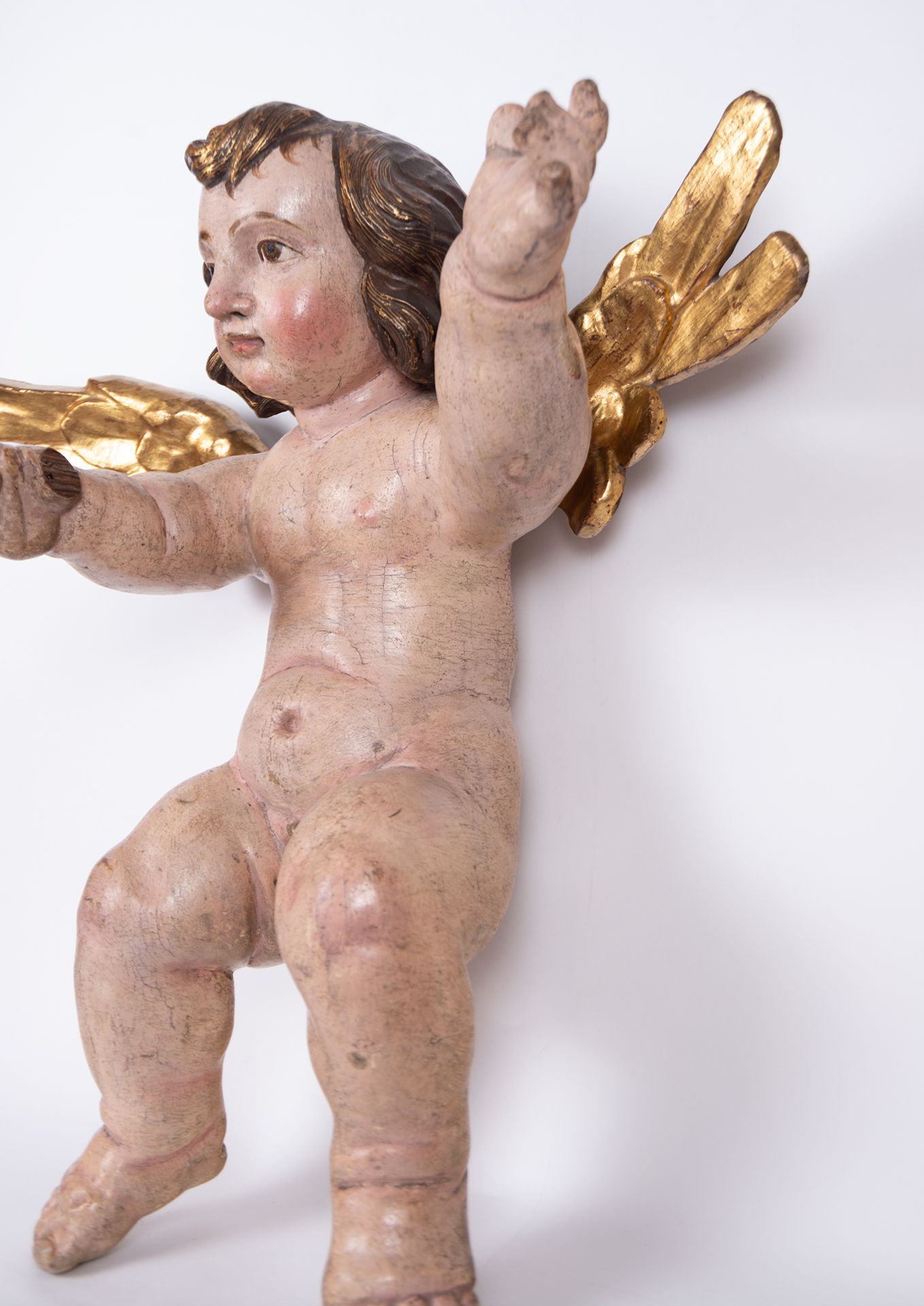 Pair of Wall Applique Angels, Portuguese school from the 17th - 18th centuries - Image 5 of 11