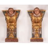 Large pair of Baroque wall corbels with Cherub finishings, Spain, 17th - 18th centuries