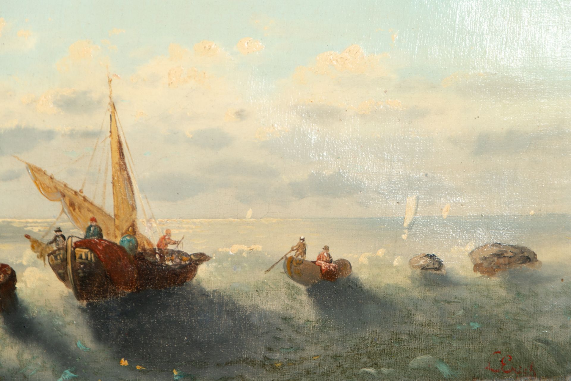 Sea View, 19th century French school, signed L. Erich - Bild 4 aus 12