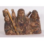 King, Church and Army, sculptural group in wood, Central European school of the 20th century