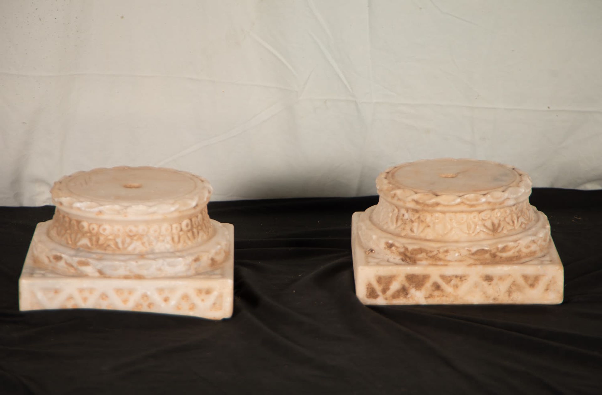 Pair of column bases in the Hellenistic style in marble