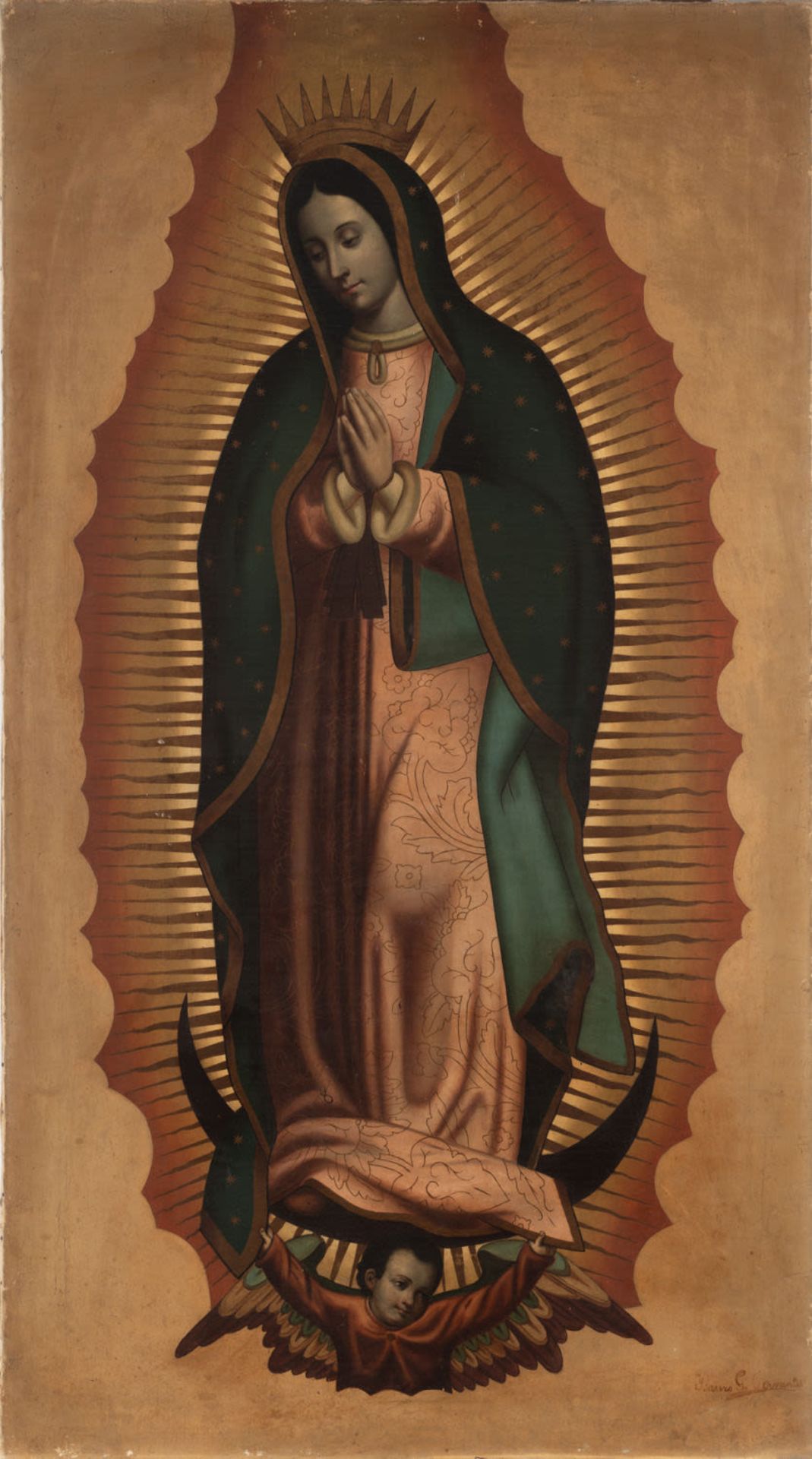 Colonial school, Mexico, 19th century. Guadalupe's Virgin.