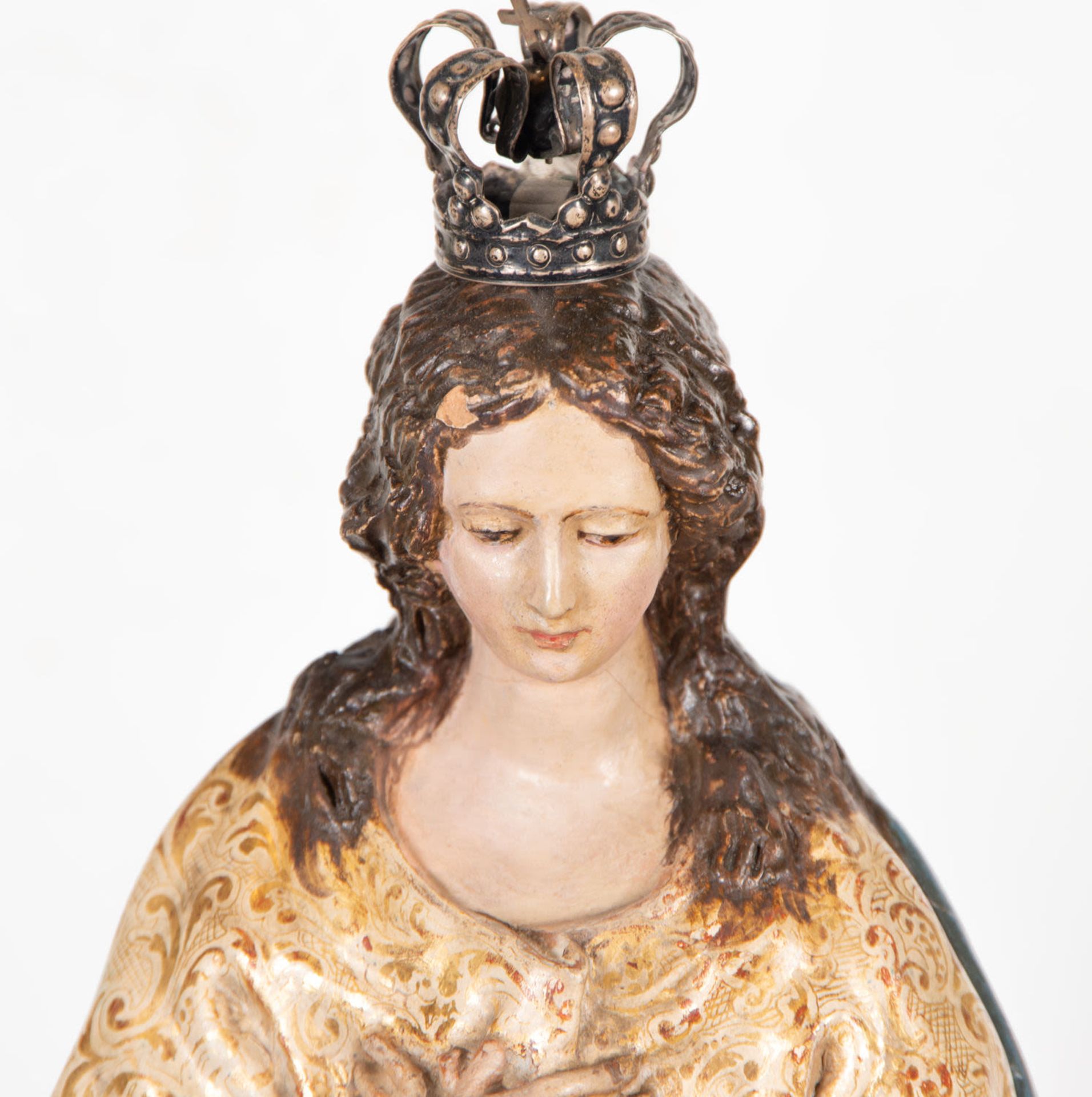 Immaculate Virgin in Terracotta with Silver Crown, 17th century Spanish school - Bild 2 aus 7