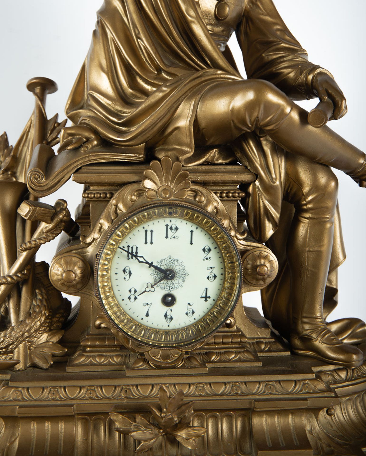 Large calamine clock representing Christopher Columbus, XIX - XX century - Image 4 of 5