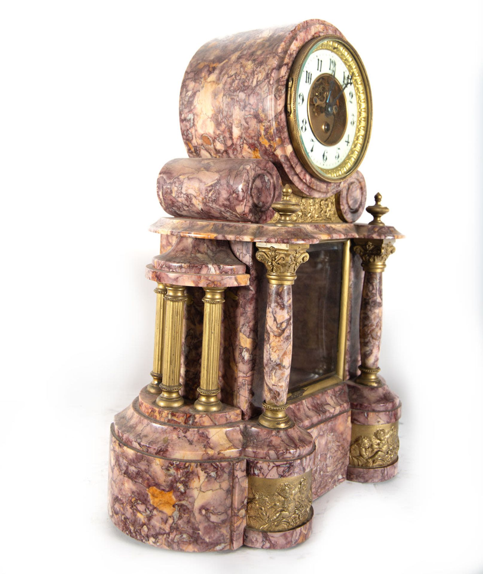 garniture in pink marble and gilt bronze, with mercury pendulum - Bild 7 aus 13