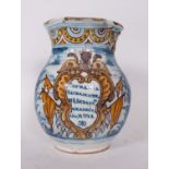 Talavera jug with Cofrade Coat of Arms, 18th century