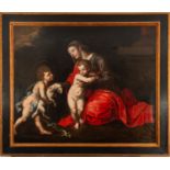Virgin Mary with Child and Little Saint John, 17th century Roman school, follower of Michelangelo Me