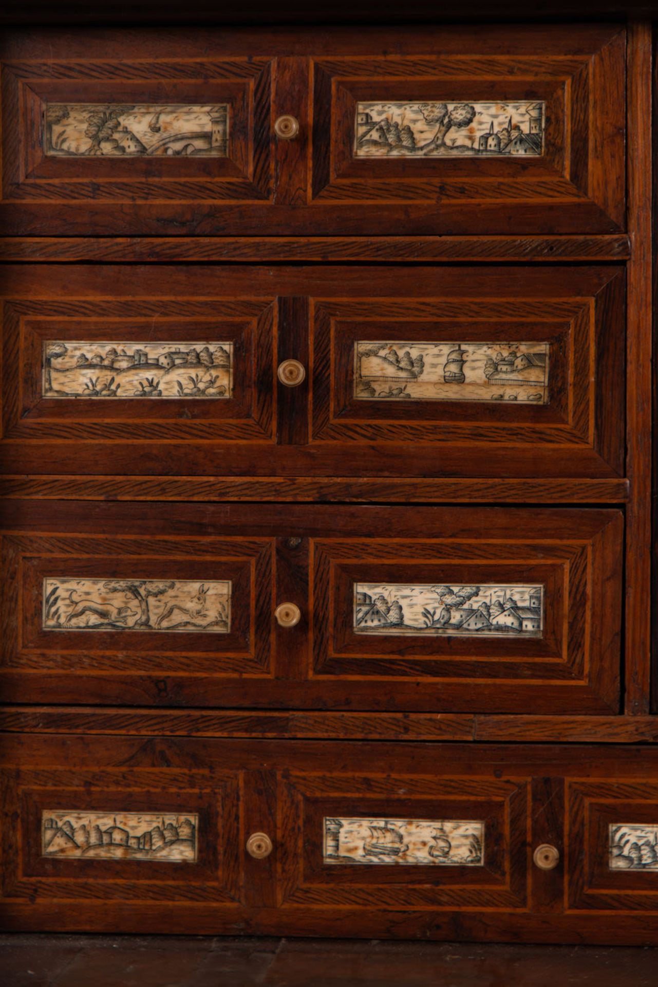 Important Spanish-Flemish cabinet, in bone and marquetry, 17th century - Image 7 of 12