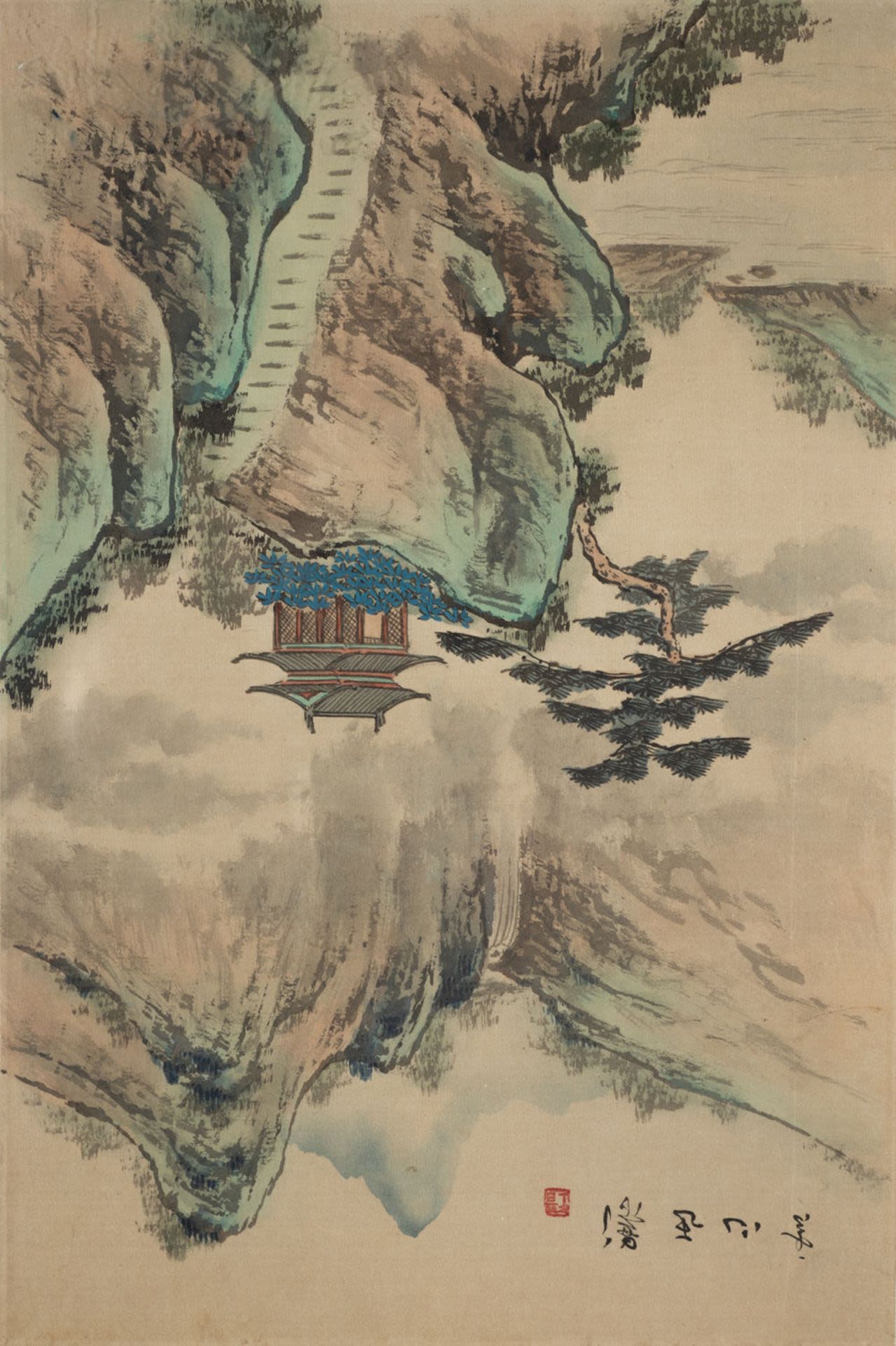 Landscape with waterfall, Chinese school of the 20th century - Bild 2 aus 3