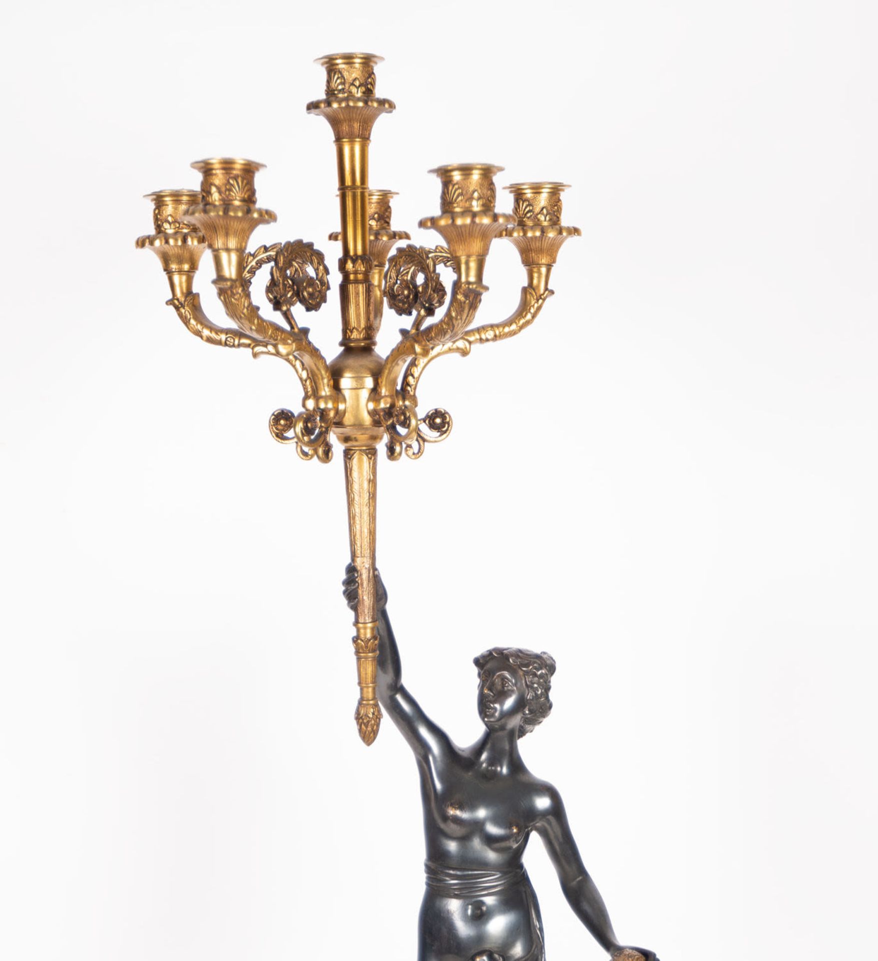 Pair of Large Bronze Candlesticks, 19th century French school - Bild 11 aus 23