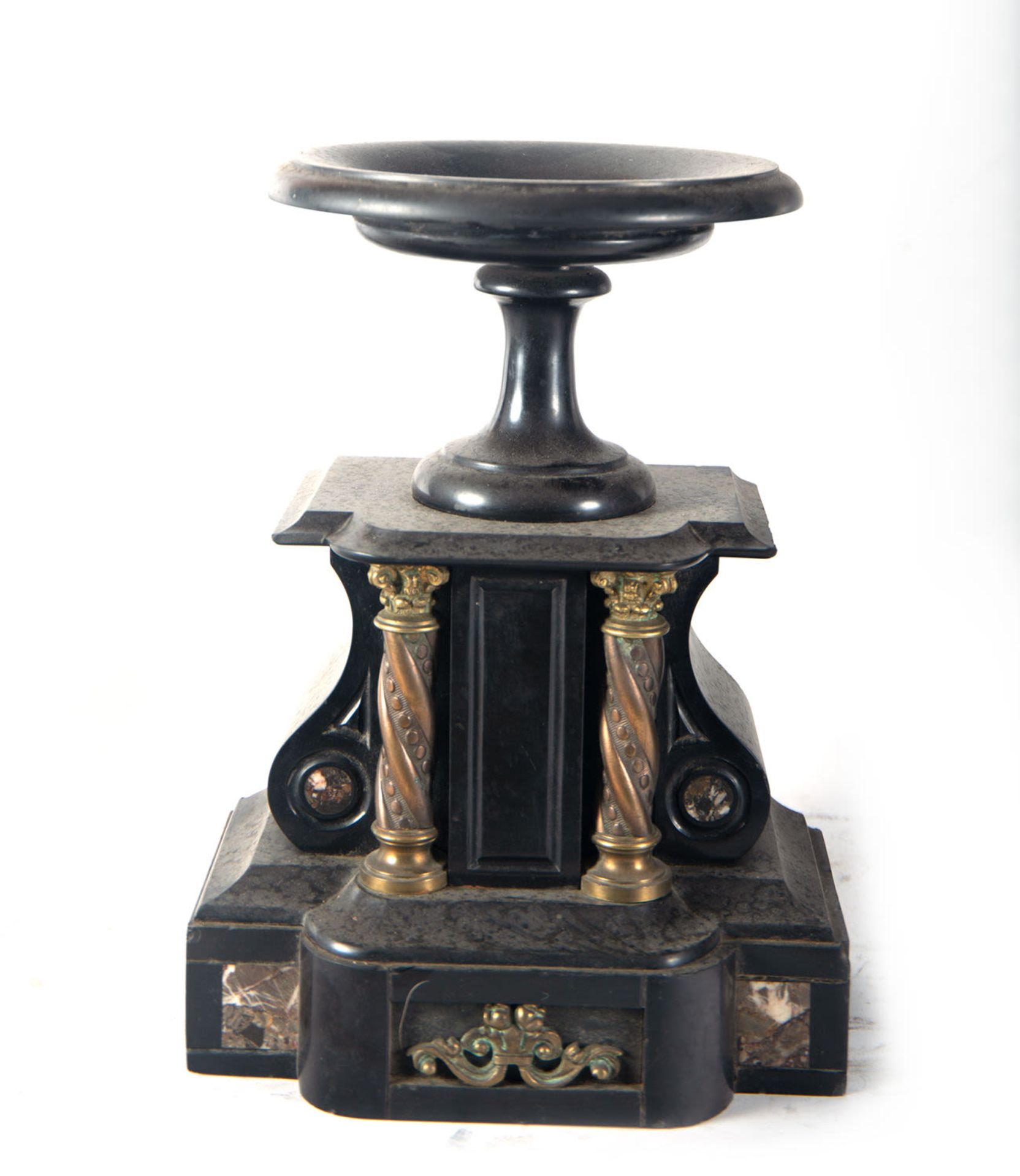 Black marble, gilt bronze and mercury pendulum garniture, 19th - 20th century - Bild 10 aus 12