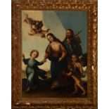 Exceptional Holy Family on the Flight into Egypt, colonial school, Cuzco, 17th - 18th century