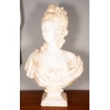 Bust of Marie Antoinette in plaster, following Van Dyck models, European school of the 20th century